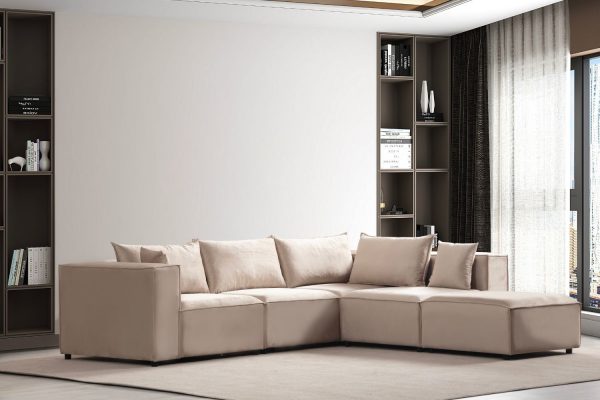 Canapé Elégance Velours Modulable 4+1 Pouf (1) Elégance Modulable