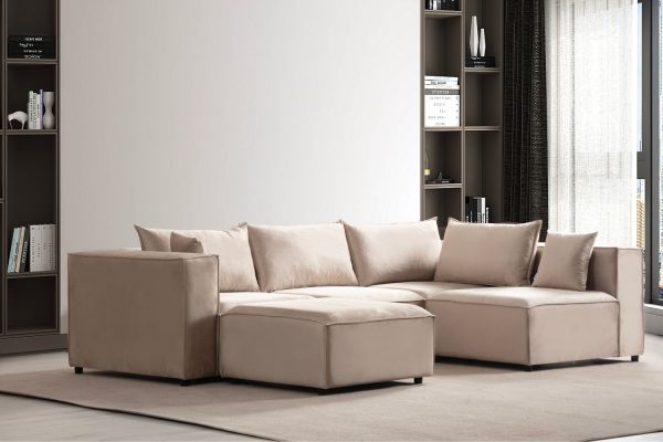 Canapé Elégance Velours Modulable 4+1 Pouf (2) Elégance Modulable