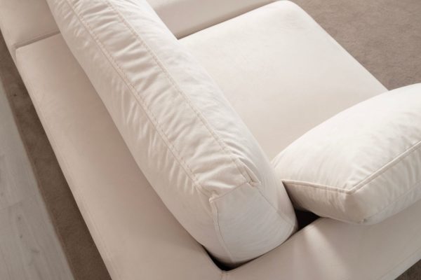 Canapé Julia Modulable Velours Blanc cassé 4+1 Pouf (4) Julia Modulable