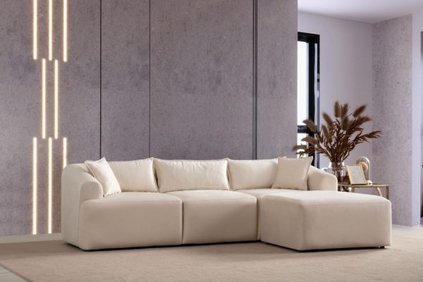 Canapé Mila Modulable Velours Blanc cassé (2) Mila Modulable